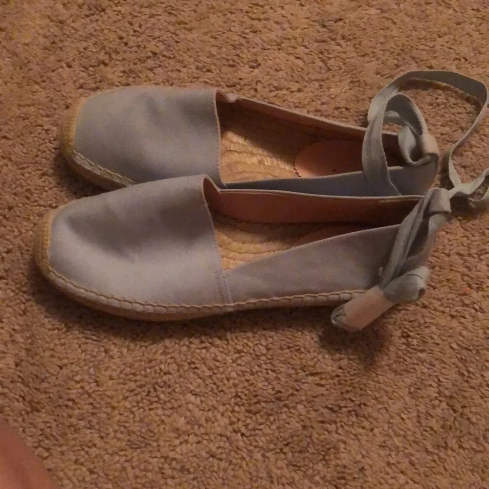 New J Crew Canvas Espadrille Flats Blue 9.5 - Picture 3 of 6